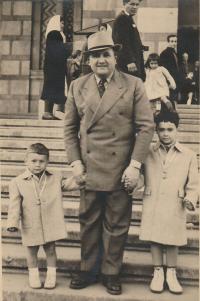 with father and younger brother, Belgrade, 1953