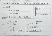 Transport card of Miloš Pick to Auschwitz