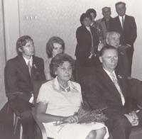 From the wedding of Marta Moravcová and Pavel Šenkapoun, Golčův Jeníkov 31.7.1976, front row: Marta and Václam jr. Moravcovi, back row: Václav Moravec senior