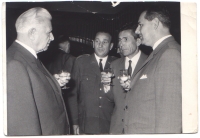 Návštěva prezidenta Svobody v Plzni v roce 1968 – zprava Jaroslav Procházka, pluk. Šmejkal, pluk. Burda, L. Svoboda