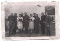 From left Dr. Procházka, Col. Lomský, unknown, Beran, gen. Svoboda, unknown, Jaroslav Procházka, Pištová, parish priest, Col. Novák (Luck, 1944)