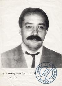 Matěj Šarközi as a nominee of the Civic Forum for the local assembly in Písek