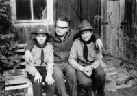 With his brother and father, 1969