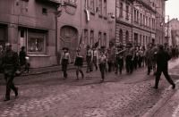Scouts in the 1st May parade in Říčany, 1970