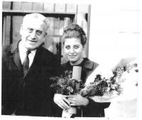 Eva and her father, graduation ceremony at The Faculty of Natural Sciences, Prague 1971