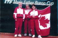 Eva representing Canada at the Masters World Tennis Championship Masters in Austria, about 1990