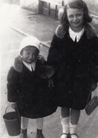 With sister, Mariana, 1931