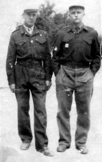 Brother František Svoboda / left / with a Slovak friend Ervin Páleš in the training camp of the French Alien Legion Sidi Bel Abbes / Alger / 1949