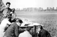 Josef Svoboda (standing left) as a technician of the Botanical Institute of the Czechoslovak Academy of Sciences in Brno for the Research of South Moravian Wetlands / 1966