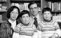 Josef Svoboda with his wife and sons / Ondřej left / Michal right / Canada / 1983