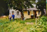 Erika Bednarská and her husband in front of the viager house, which is the only remaining house in the village Hraničky