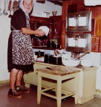 Mother Angela Schlegel in the kitchen in the family house in Hraničky