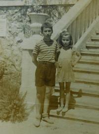 Fotis Bulguris with her sister Areti in an orphanage in Crkvenica former Yugoslavia (Croatia) in 1949