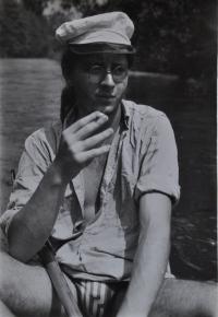 Jan Král on the river Jihlava / probably 1984