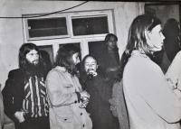 Jan Král / 2nd from left / during on of the undergroud events in the Šumperk region / 1980s