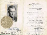 Father´s identity card from UNRRA