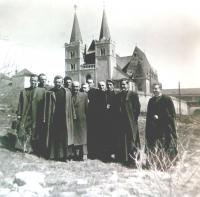 Vincent Dornik and other students - photo from student times in Spišská Kapitula (1949)