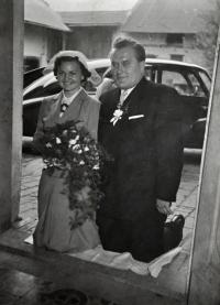 Květoslava Blahutová with her husband Antonín Blahut / wedding photo / 1953