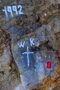 Pomníček horníka, který jako poslední zahynul při práci v Rudných dolech Zlaté hory