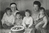 Slavomíra with her sister Anežka and her grandchildren