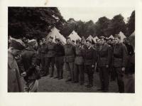 Line-up of the 3rd artillery battery in Cholmondeley Park. Summer 1940.
