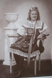 Contemporary photo in folk costume, summer 1945