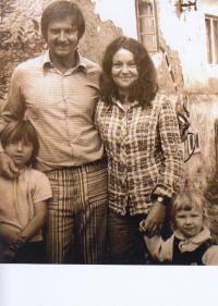 With his family in the late 70's