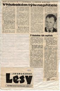 newspaper article about her husband Josef Kopec