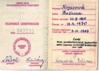 Membership card of Božena Kopcová (Union of Fighters Against Fascism)