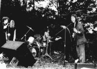 Band of the Military Division of the Ministry of Interior (Prague) at the underground festival in Třemešek held in 1985 in the framework of the birthday of Antonín Mikšík