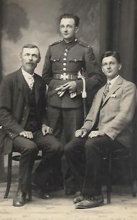 Václav Chmelík Jan´s father-in-law and his brothers Jan and František, Přísnotice 1932
