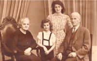 Prarodiče Bartůňkovi, Elly a Vlasta, Praha 1942/3, fotografie se posílala matce do koncentračního tábora 