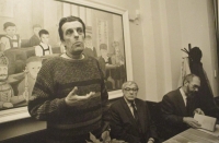 The presentation of the first volume of Patočka's Collected Writings, Marathon Café, 1996, with Ladislav Hejdánek and Jan Sokol 
