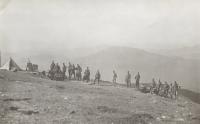 Artillery position in the mountains. WWI