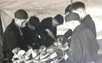 Tchelet Lavan summer camp. Rakousy 1938. Matti preparing the breakfast