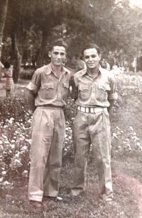 Matti Cohen (right) as an Israeli soldier. Early 1950s