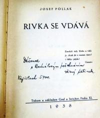 Věnování otce Dáši Pollakové v knize „Rivka se vdává“, jíž byl autorem. 