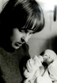 Hana with her son Petr, Vrchlabí 1978