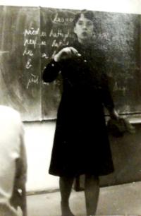 Hana at the Gymnasium Jilemnice, a secretly taken photo by students before 1988