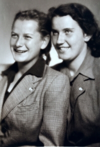 Eva with her friend, Jana Barešová. Prague, 1951
