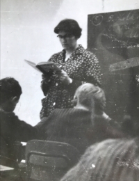 Eva Kotková teaching her class. Prague, 1954