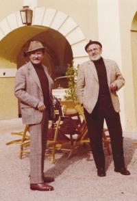 1974, Voskovec a Werich při setkání ve Vídni