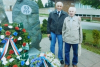 Pavel Höchsmann at the memorial of the 53rd Auxiliary Technical Batalion in Libavá