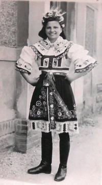 Věra Sýkorová - in Kyjov's folk costume after the war