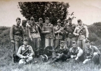 Ľubomír Hatala - photo from basic military service (1956) - bottom row in the middle