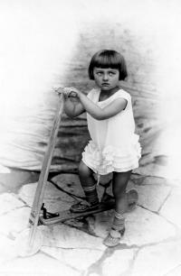 Little Jarmila with a scooter (1931)