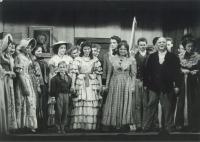 Theater of SVVŠ Sídliště school, play "Filosofská historie", acting Mrs. Roubínková (1961)