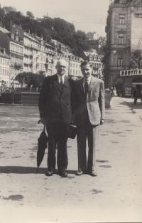 with father, Karlovy Vary 1957
