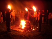Festive lighting of a campfire, Dědov, the present day

