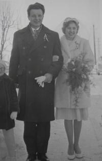 With his wife in 1963